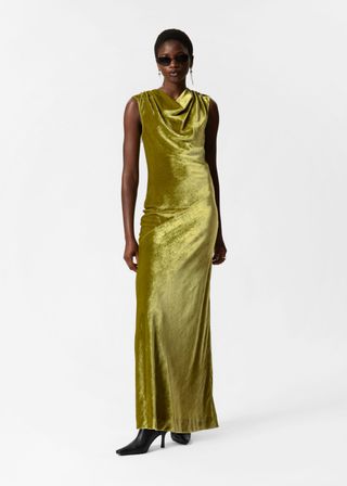 Draped Velvet Maxi Dress