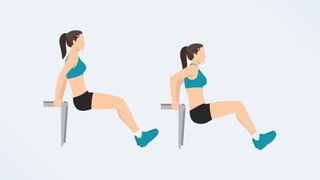 an illo of a woman doing tricep dips