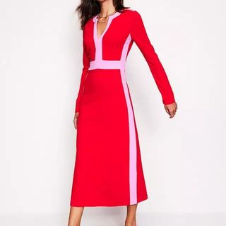 Boden red and pink Midi Dress