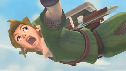 Link is shocked in The Legend of Zelda: Skyward Sword HD.
