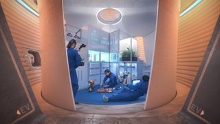 A visualization showing a potential interior for Marsha, the winner of NASA's 3D-Printed Habitat Challenge.