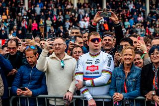 Riders at the end of Paris-Roubaix 2024