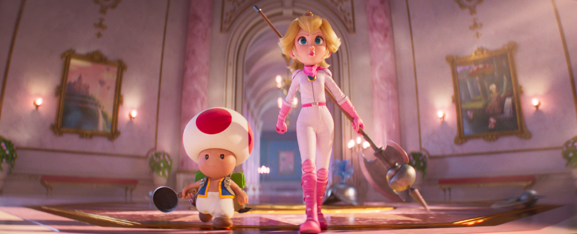 An image of Toad and Peach from The Super Mario Bros Movie