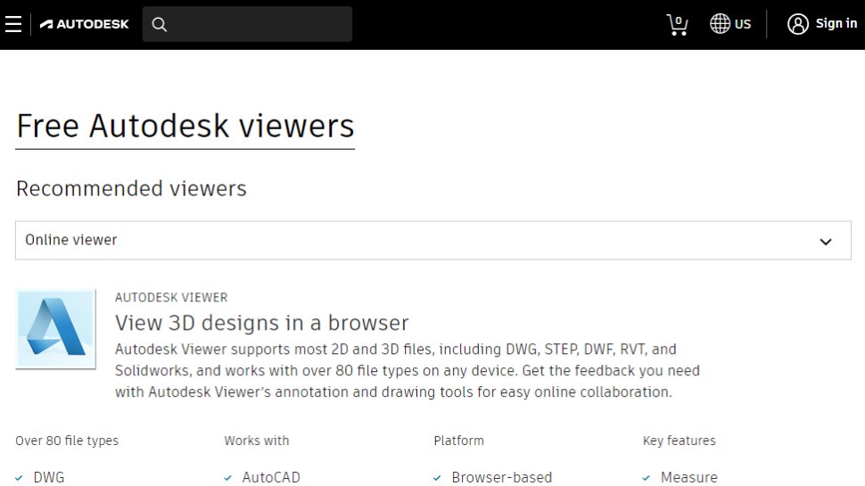 Website screenshot for Autodesk DWG Viewers