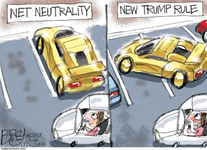 Political cartoon U.S. Net neutrality repeal Trump