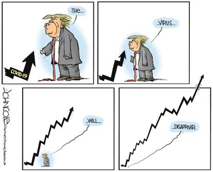 Political Cartoon U.S. Trump coronavirus graph