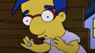 Milhouse in treehouse in The Simpsons