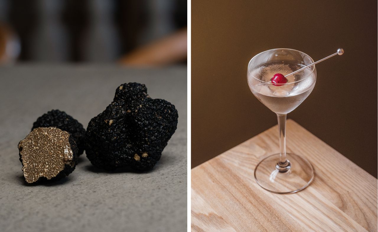 Truffle and cocktail, both from Edinburgh fine dining restaurants