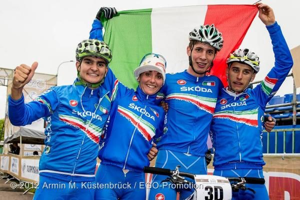 The gold medal winning Italian team relay squad