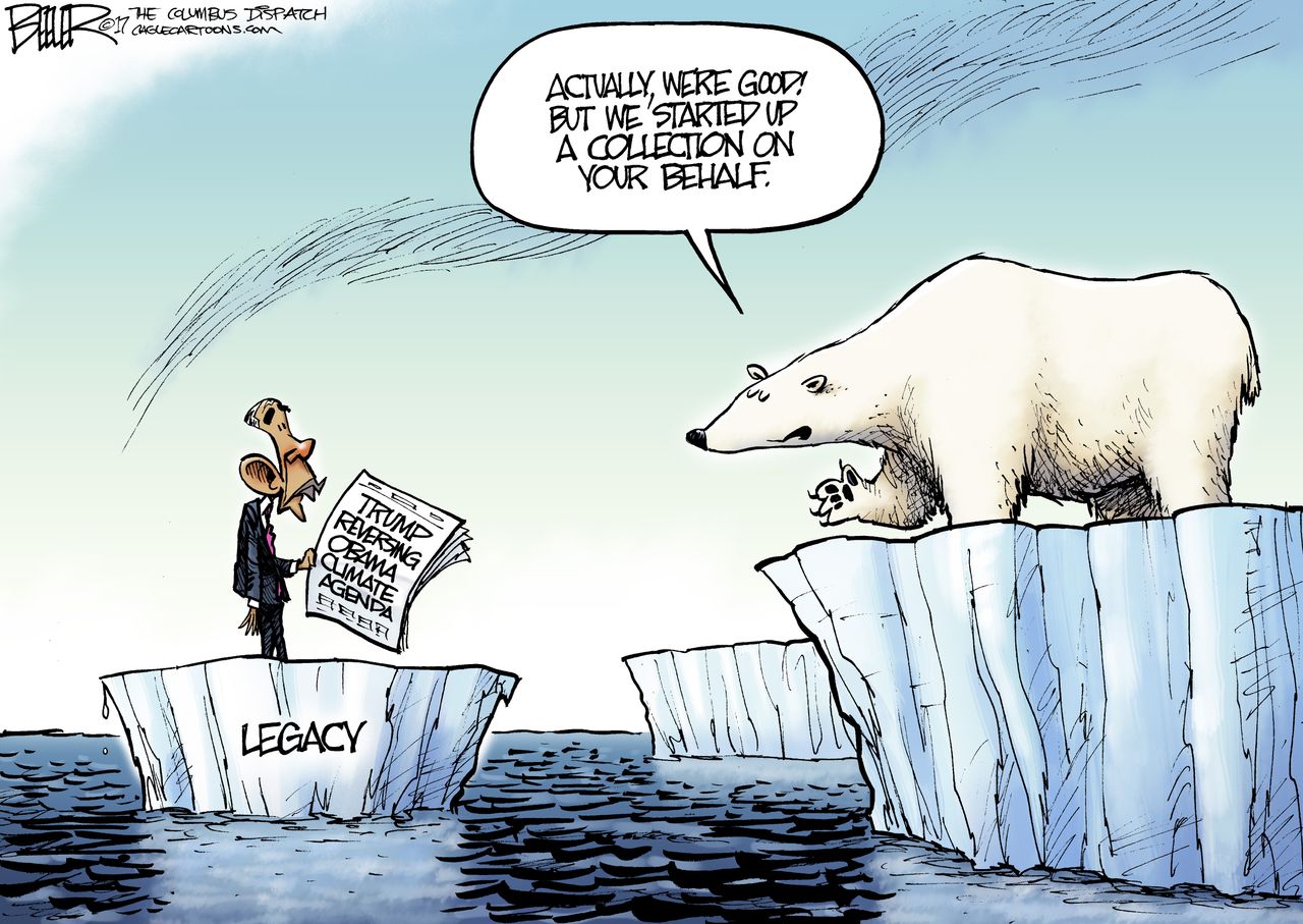 Political Cartoon U.S. Obama Trump Climate Change Global Warming EPA