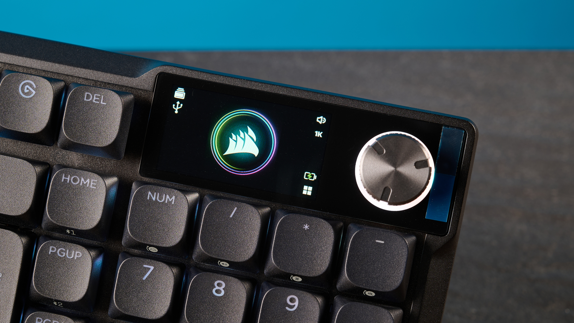 A black Corsair Vanguard Air 99 Wireless low-profile mechanical keyboard