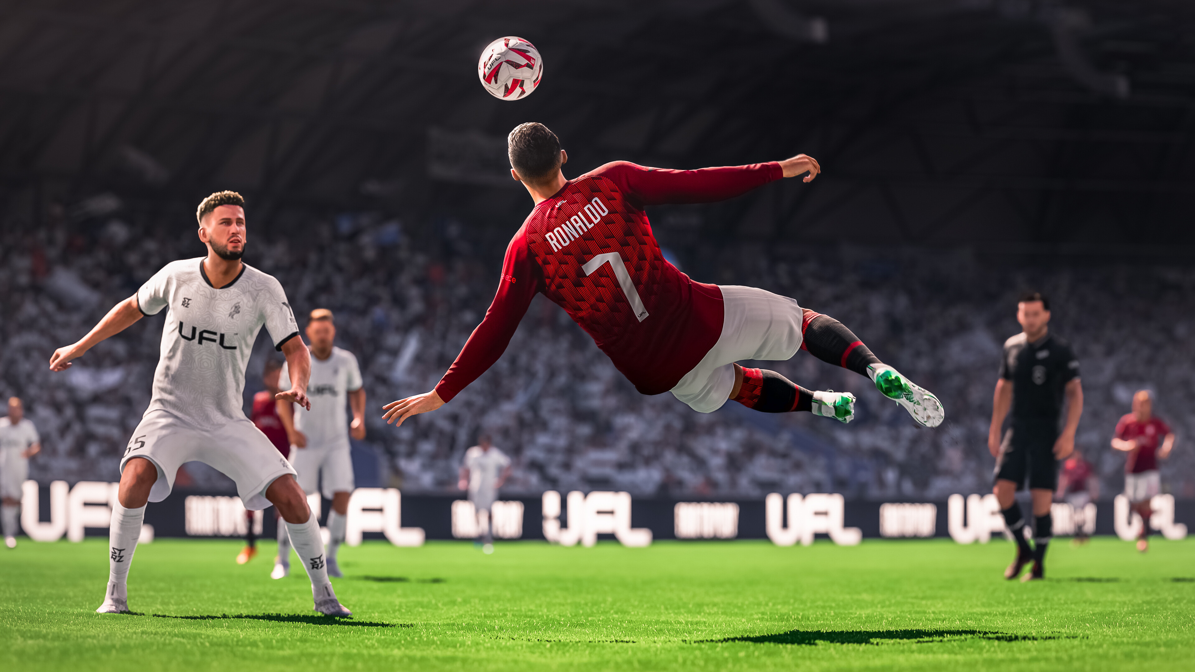 Promotional screenshot of a soccer match in UFL.