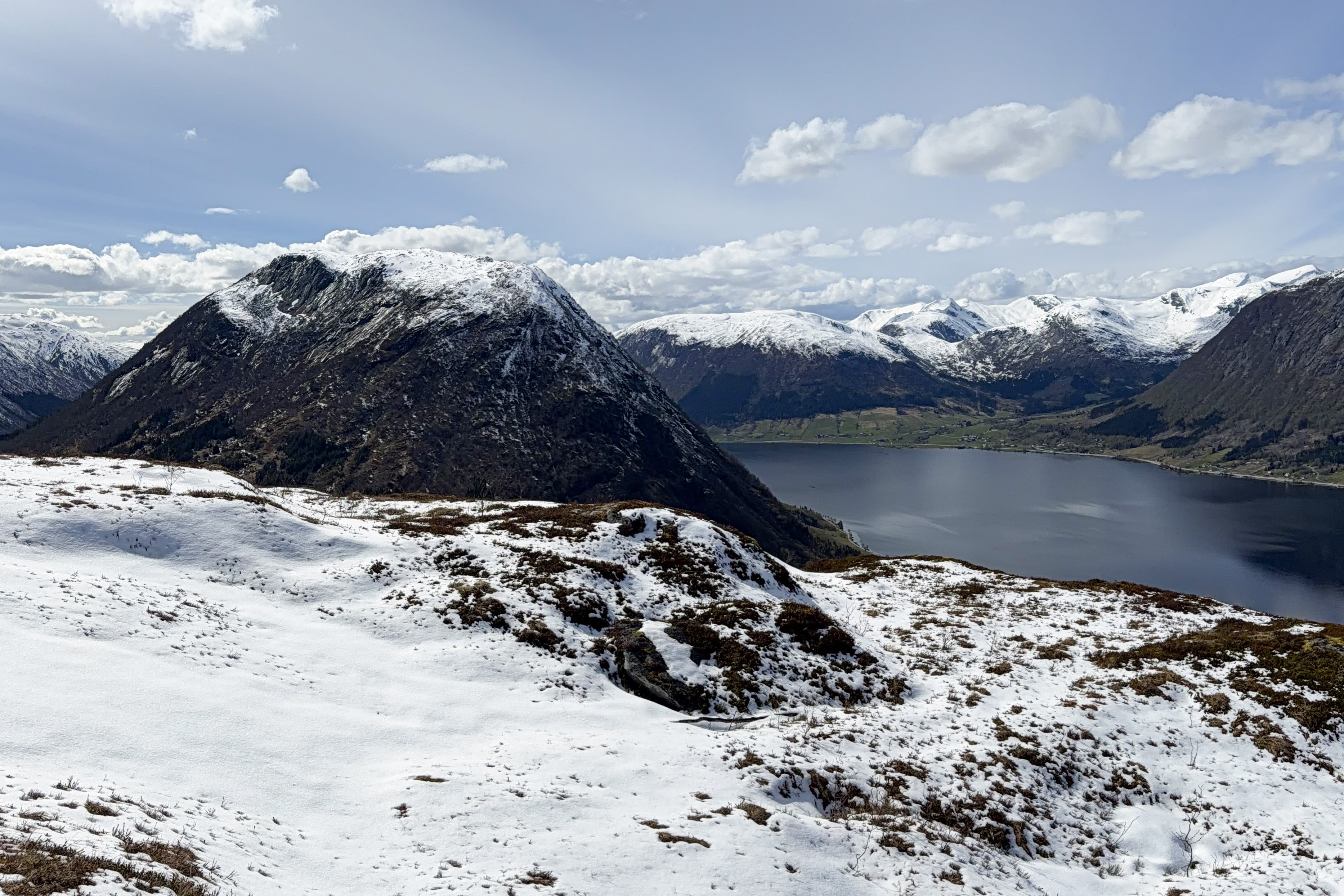 A mountain top and lake view in Norway