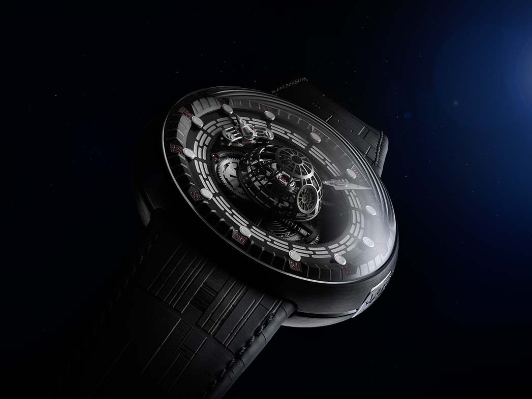 The Death Star from Star Wars will make sure you're never late with this $150,000 Star Wars Death Star Tourbillon watch line from Kross Studios.