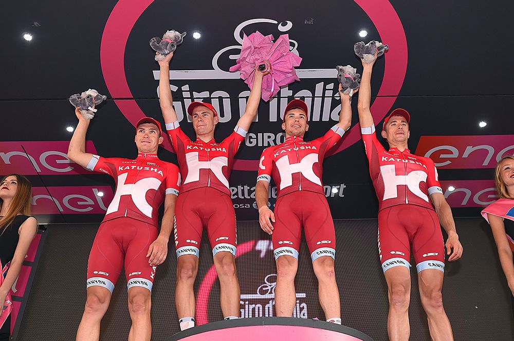 Katusha on the podium