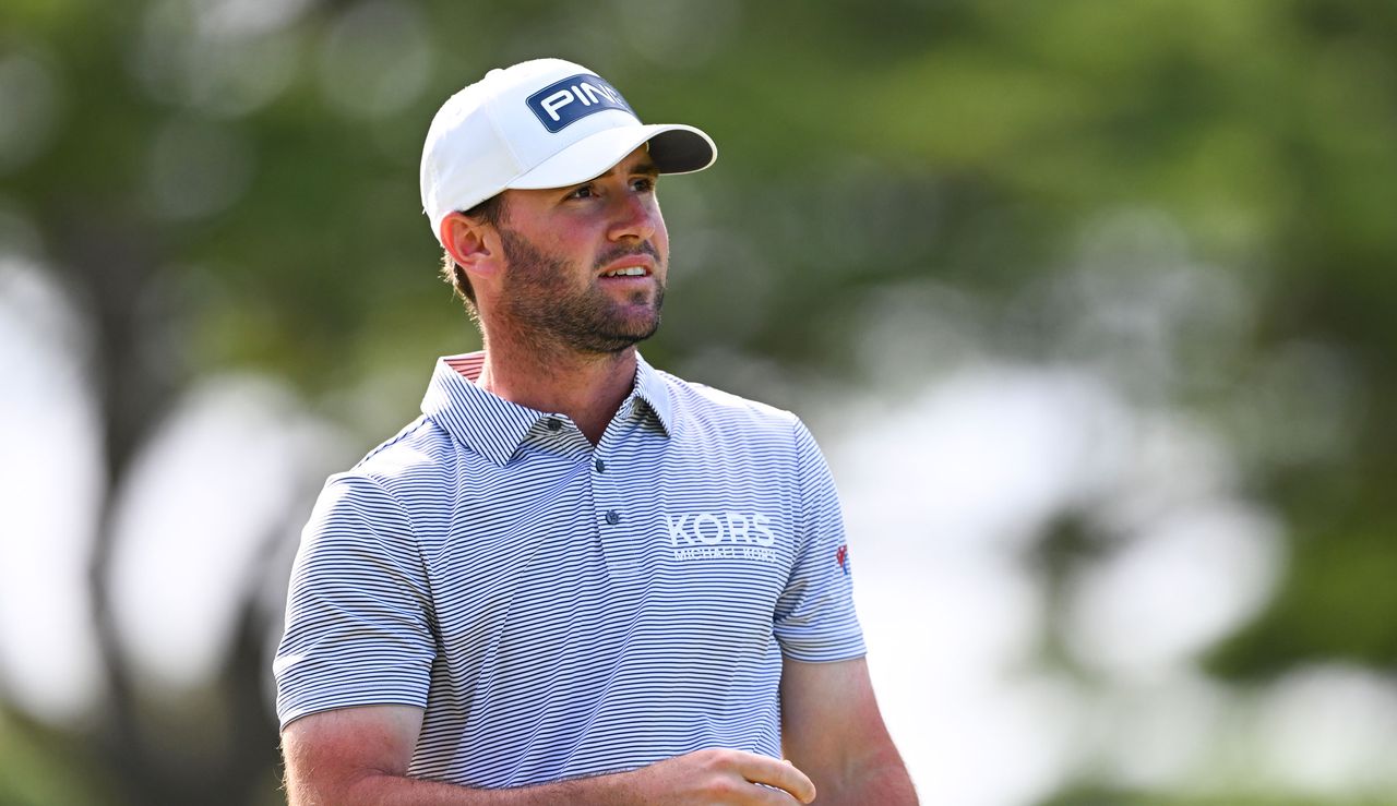 Austin Eckroat looks on at the Sony Open