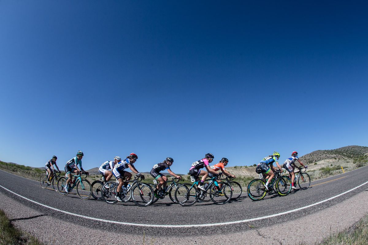 A breakaway in the women's race