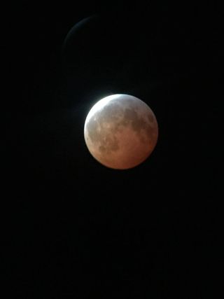 close up view of a red moon during a total lunar eclipse