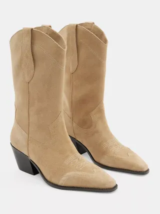 Hush Winona Western Suede Boots, Taupe