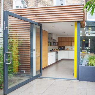 Kitchen diner extension with large glazed door