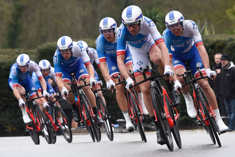 Team France de Jeux ride during the Team Time Trial on day one of the tour of 'La Mediterraneenne'