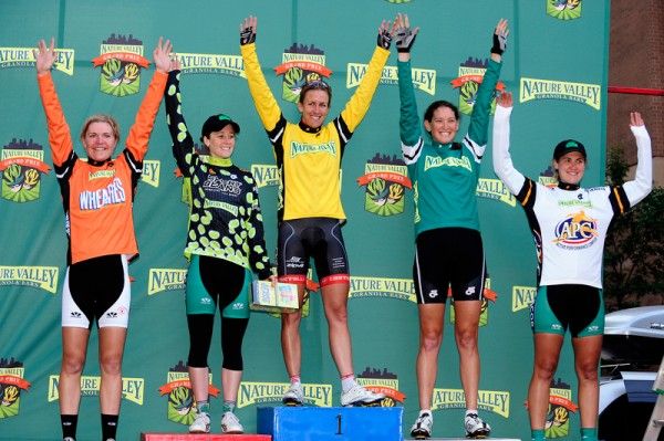 The women's jerseys: Wheaties Sprint Leader/Most Aggressive - Kirsty Broun (Riverstone CDA). Sport Beans Queen of the Hill Erinne Willock (Webcor), Nature Valley Grand Prix Leader - Kristin Armstrong (Cervelo Test Team), Best Amateur - Kate Veronneau (Altarum Women's Cycling Team), APC Best Young Rider - Alexis Rhodes (Webcor)