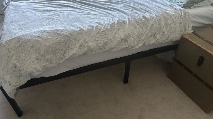 A closer look at the height of a platform bed frame.