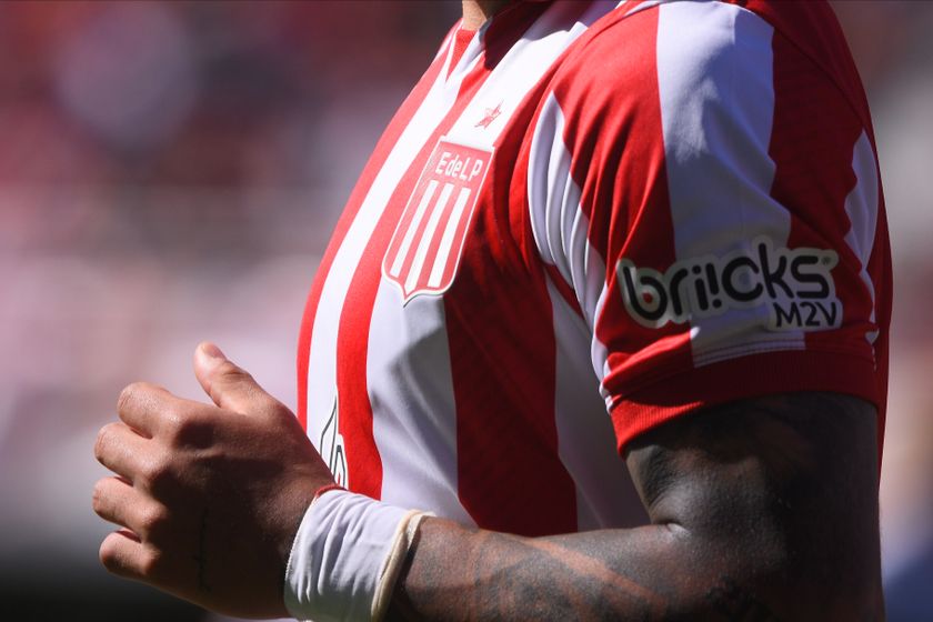 A detailed view of Estudiantes&#039; jersey 