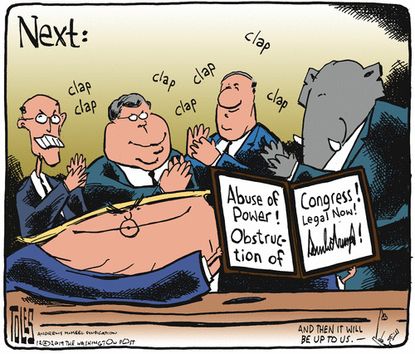 Political Cartoon U.S. Trump executive order impeachment
