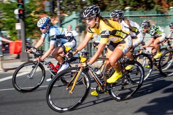 Race leader Carmen Small (Optum Pro Cycling p/b Kelly Benefit Strategies) stays protected near the front.