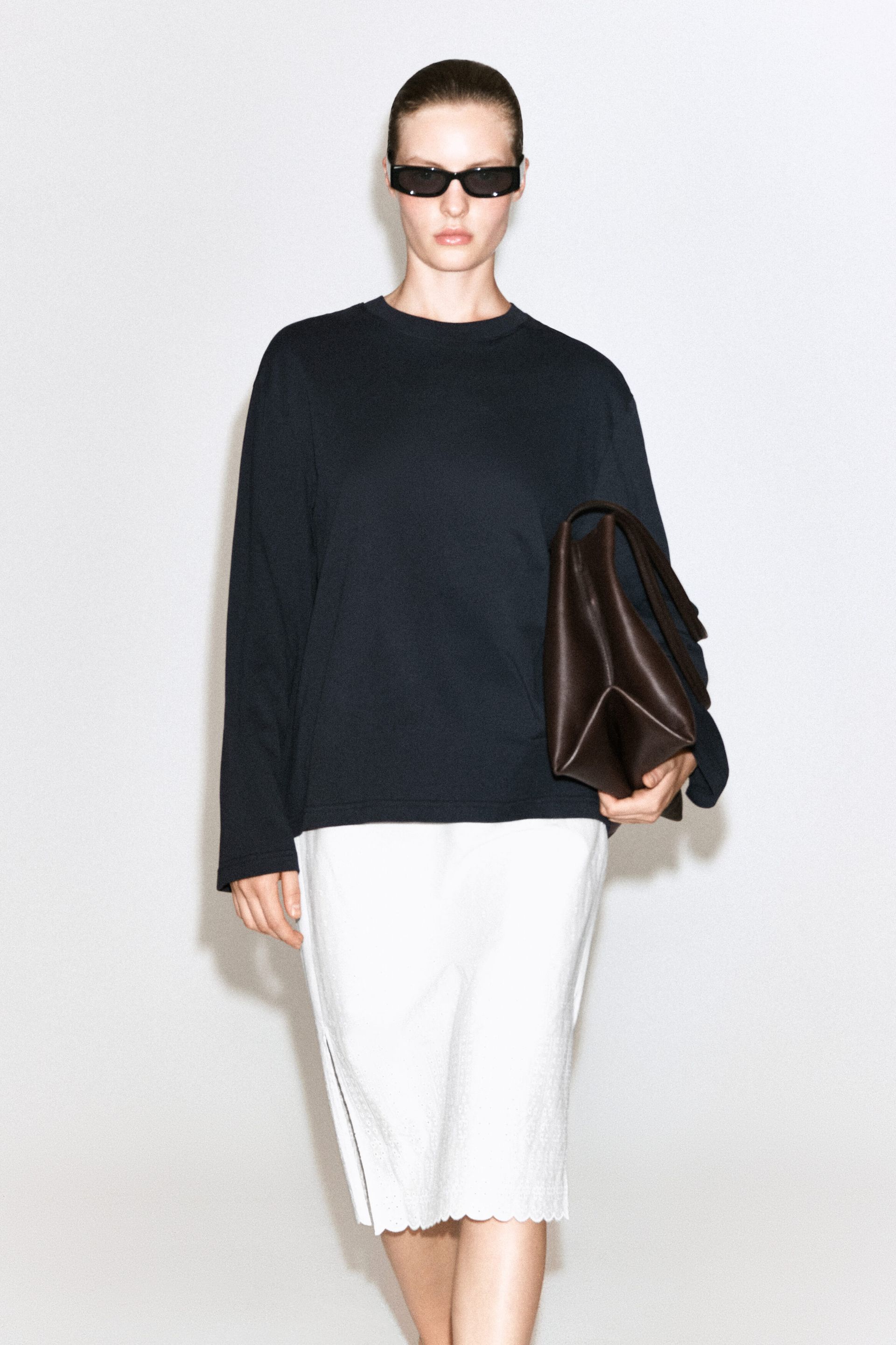 Brushed-Cotton Long-Sleeved T-Shirt