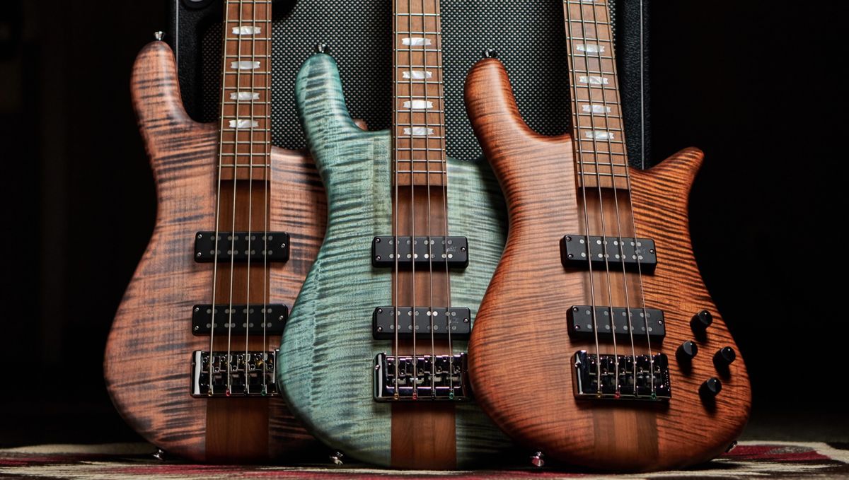 A trio of Spector&#039;s new four-string Euro RST bass guitars