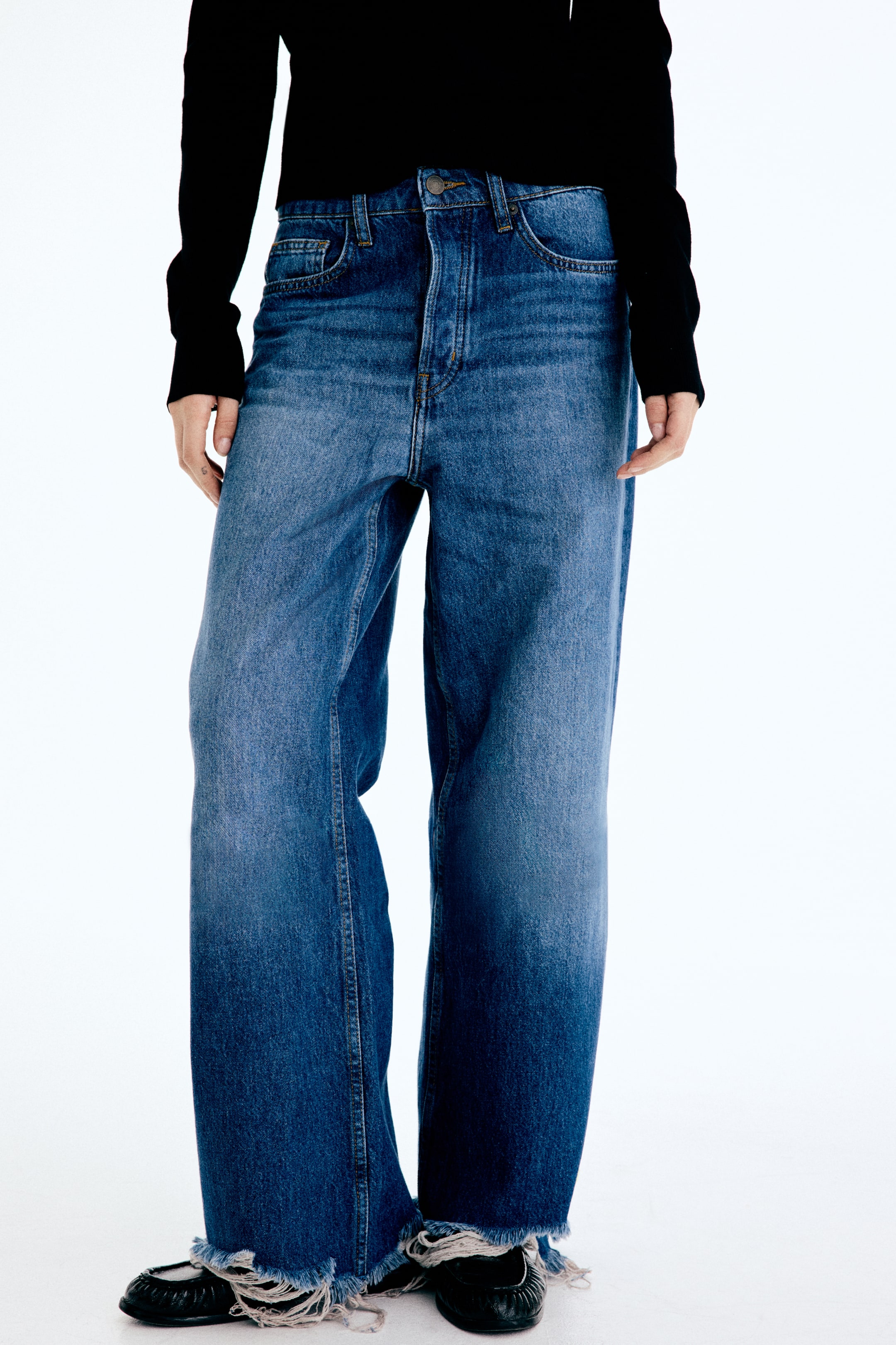 Wide High Waist Ankle Jeans