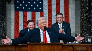 U.S. President Donald Trump delivers the State of the Union address during a joint session of Congress in the House Chamber at the Capitol on Feb. 24, 2026 in Washington, D.C.
