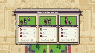 Different formations in Wargroove 2 conquest mode.