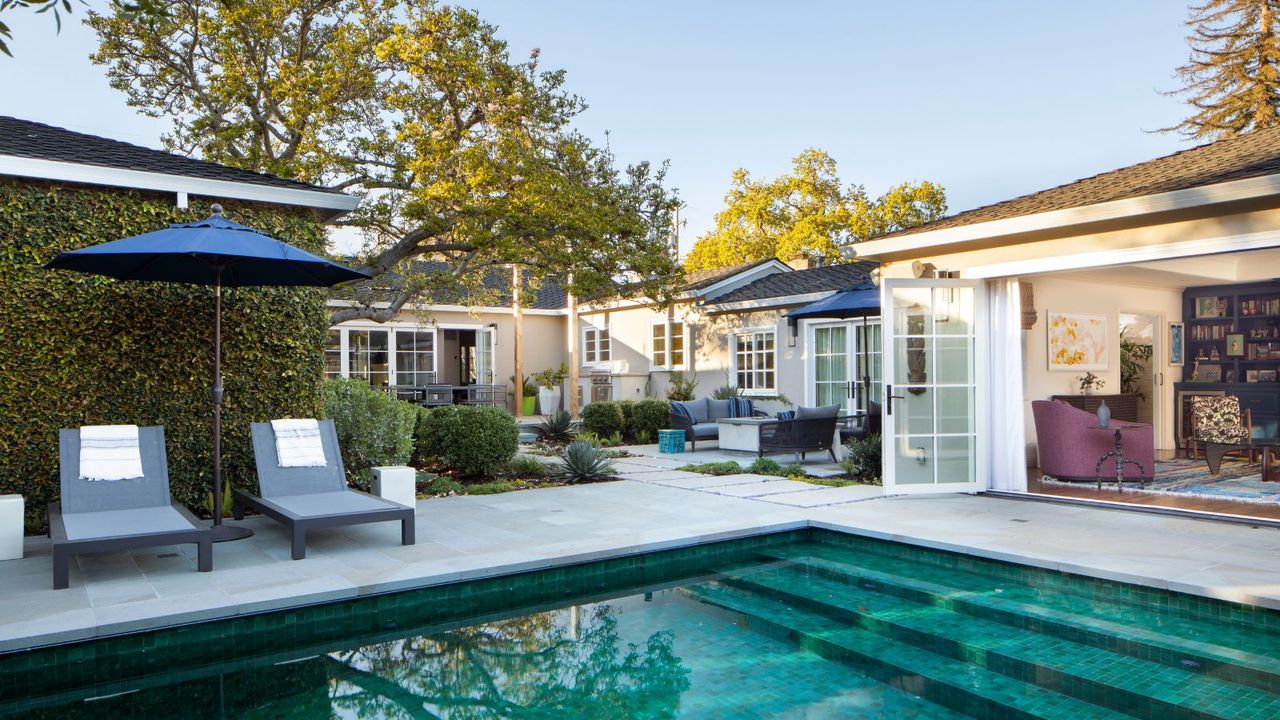 Swimming pool looking towards house