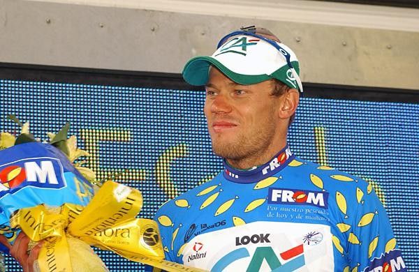 Thor Hushovd (Credit Agricole) smiles in the points jersey