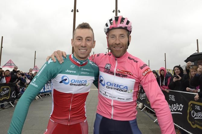 Italian champion Ivan Santaromita (Orica-GreenEdge) and race leader Svein Tuft