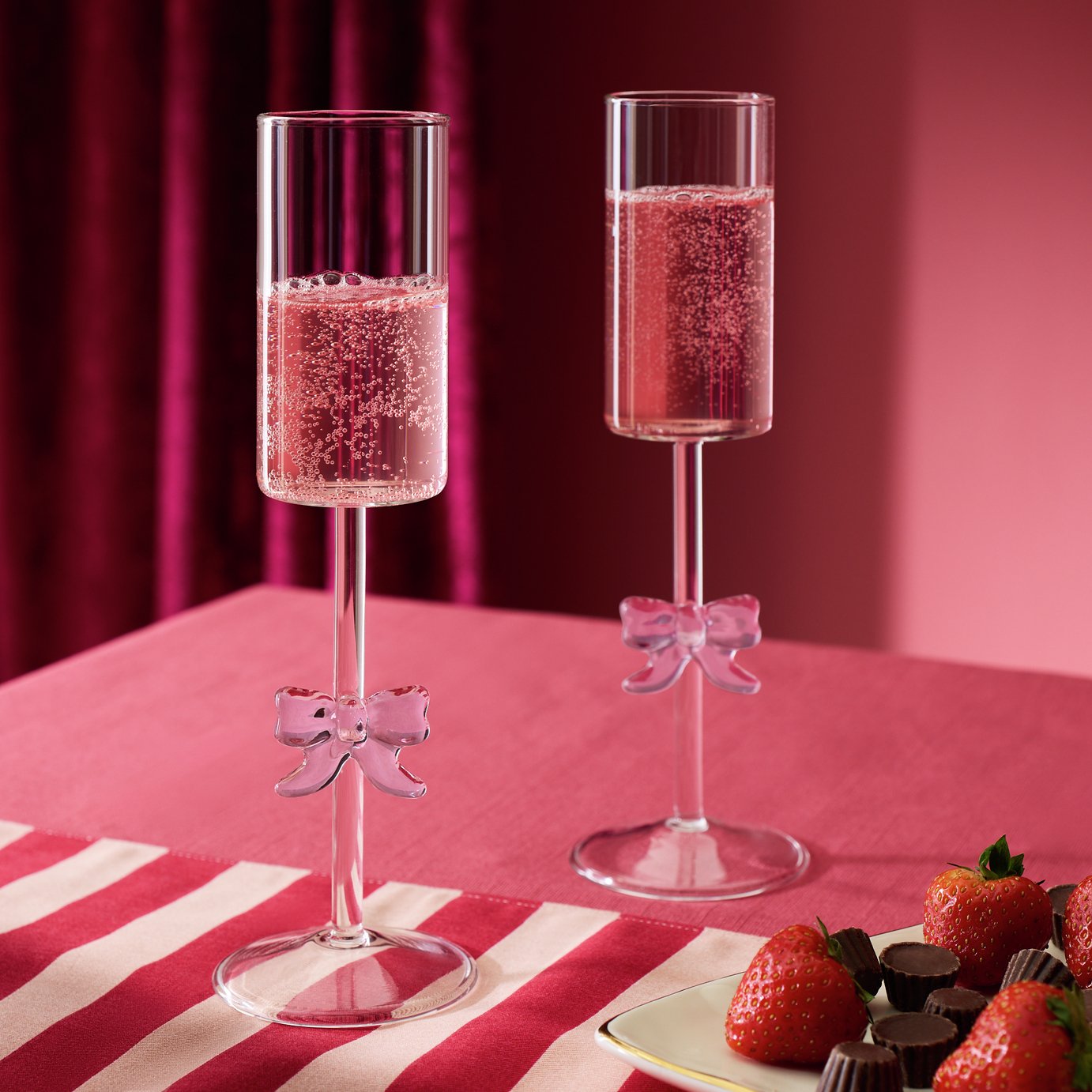 Argos Home Pack of 2 Bow Champagne Glass