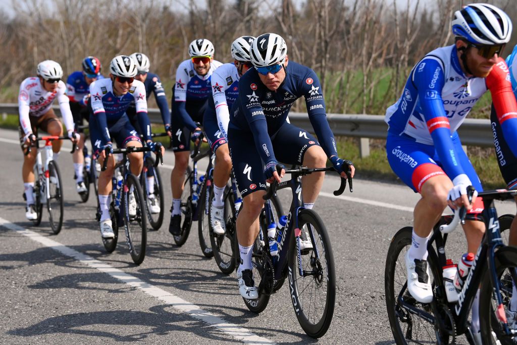 SANREMO ITALY MARCH 19 Fabio Jakobsen of Netherlands and Team QuickStep Alpha Vinyl competes uring the 113th MilanoSanremo 2022 a 293km one day race from Milano to Sanremo MilanoSanremo on March 19 2022 in Sanremo Italy Photo by Tim de WaeleGetty Images