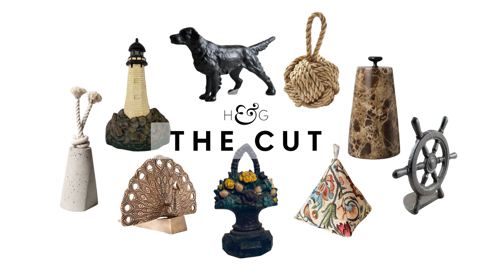 an assortment of decorative door stops