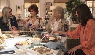 Book Club Diane Keaton Jane Fonda Candice Bergen and Mary Steenburgen chatting around the kitchen is