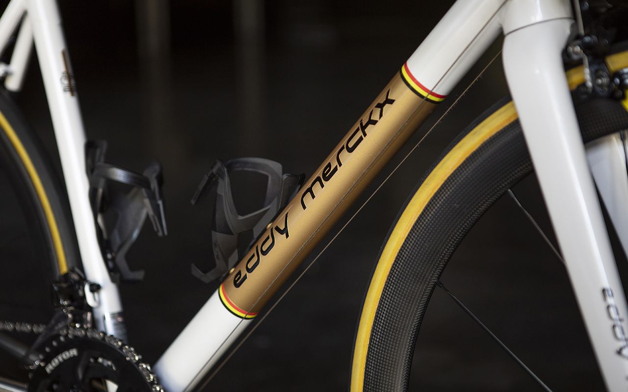 Naesen's bike had a white base coat with gold trim