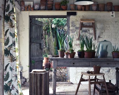 Backyard storage ideas with potting shed