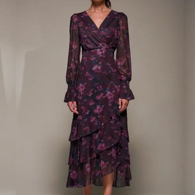 purple floral maxi dress