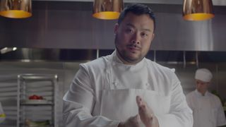 David Chang wearing chef whites in Ugly Delicious