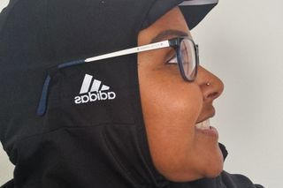 Image shows women wearing the Adidas cycling hijab