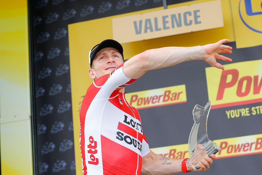 Andre Greipel on the stage 15 podium.