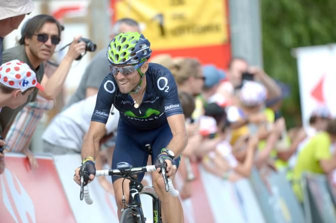 Alejandro Valverde (Movistar) en route to a third place finish on Ax 3 Domaines