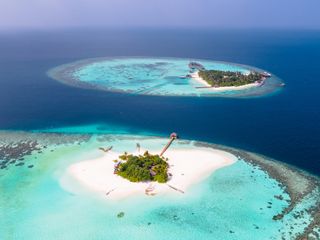 Aerial view of a tropical island